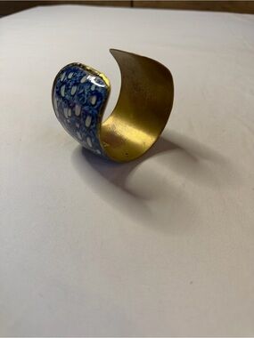Blue Enamel Gold-Tone Cuff Bracelet